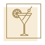 icône beige avec cocktail doré