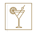 icône blanc et doré avec un cocktail pour le rooftop cloud nine