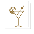 pictogramme blanc et doré cocktail